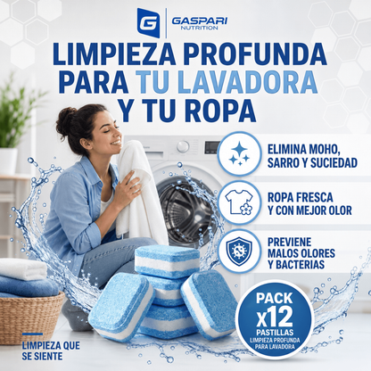 Pack x12 Pastillas PERLA™ limpieza profunda para lavadora 💦