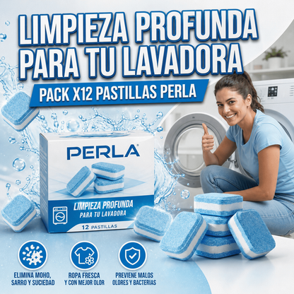 Pack x12 Pastillas PERLA™ limpieza profunda para lavadora 💦